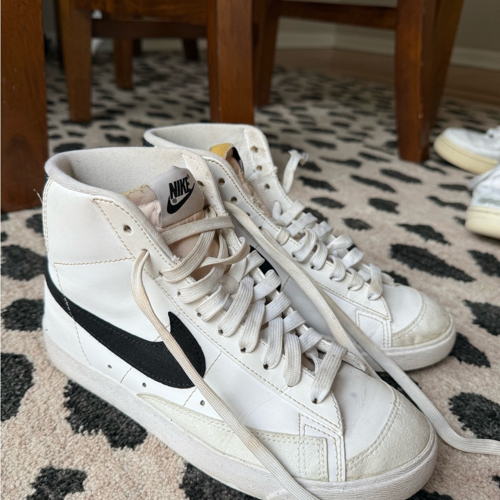 Nike White and Black High-Top Athletic Shoes
